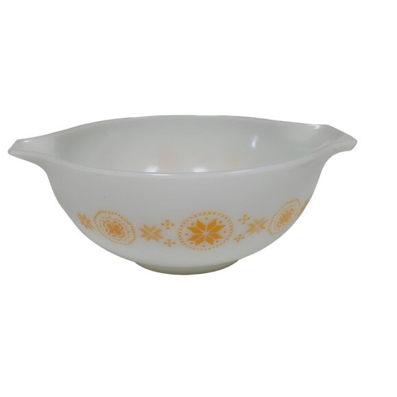 Vtg Pyrex 2.5 Quart Cinderella Mixing Bowl Yellow Starburst Mid-Century Kitchen - Picture 1 of 9